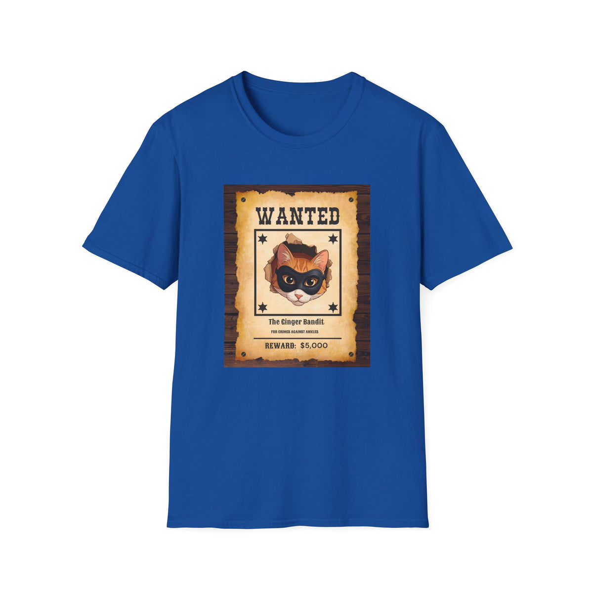 Wanted Poster Cat T-Shirt — "The Ginger Bandit" Retro Western Cat Tee