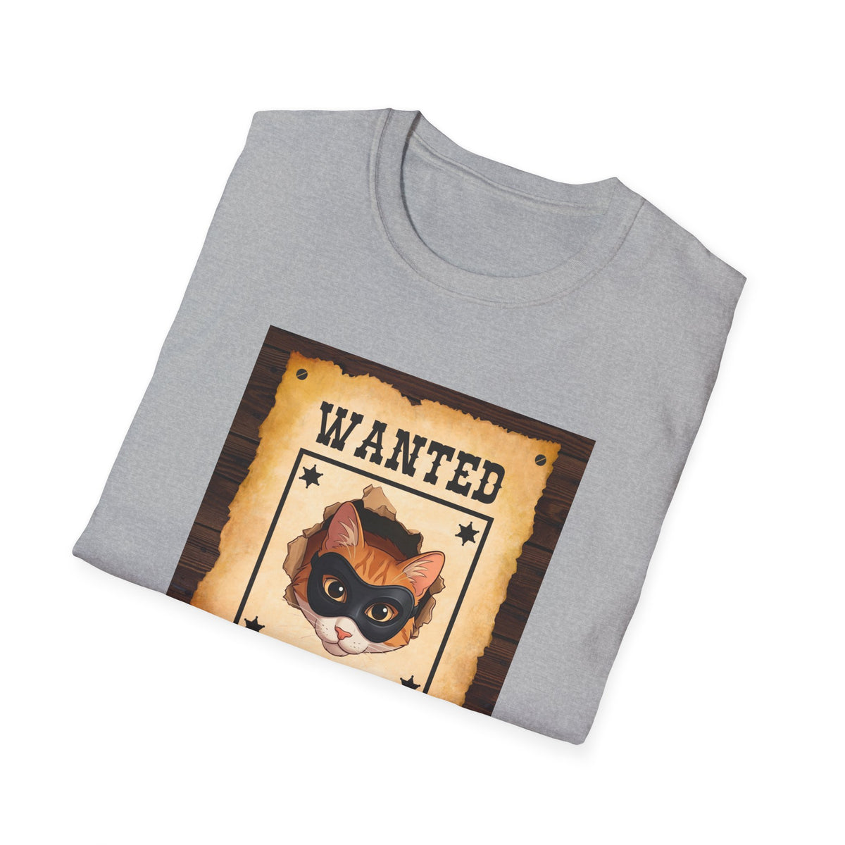 Wanted Poster Cat T-Shirt — "The Ginger Bandit" Retro Western Cat Tee