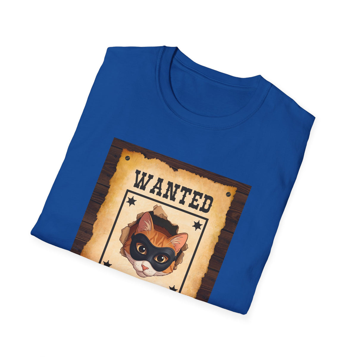 Wanted Poster Cat T-Shirt — "The Ginger Bandit" Retro Western Cat Tee
