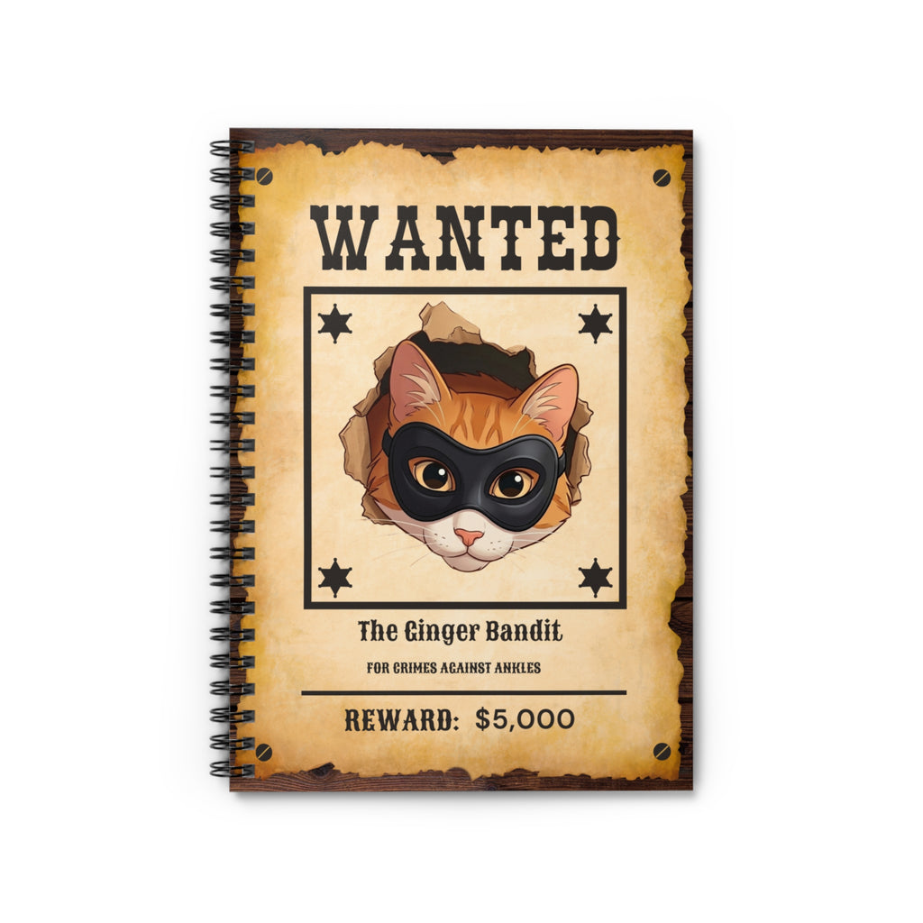Wanted Poster Notebook — "The Ginger Bandit" Spiral Ruled Journal