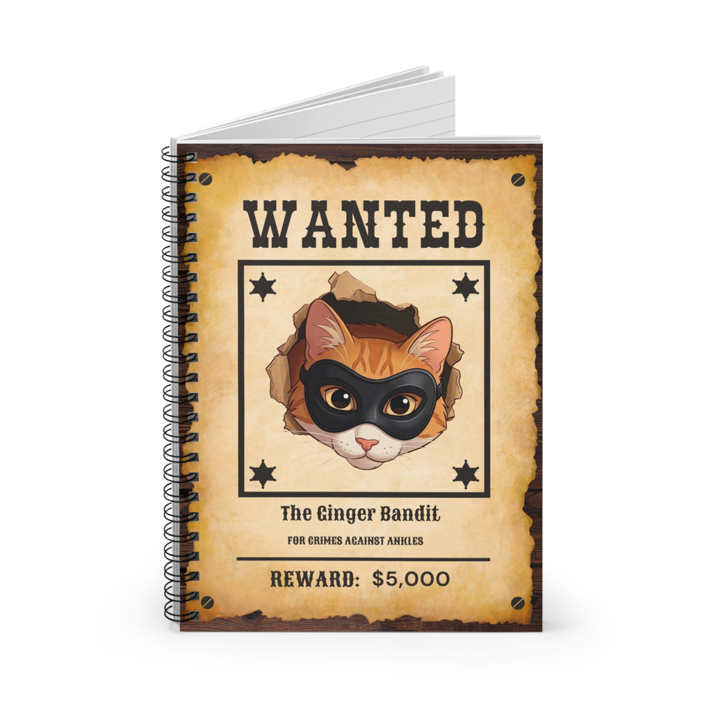 Wanted Poster Notebook — "The Ginger Bandit" Spiral Ruled Journal