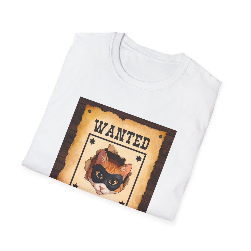 Wanted Poster Cat T-Shirt — "The Ginger Bandit" Retro Western Cat Tee