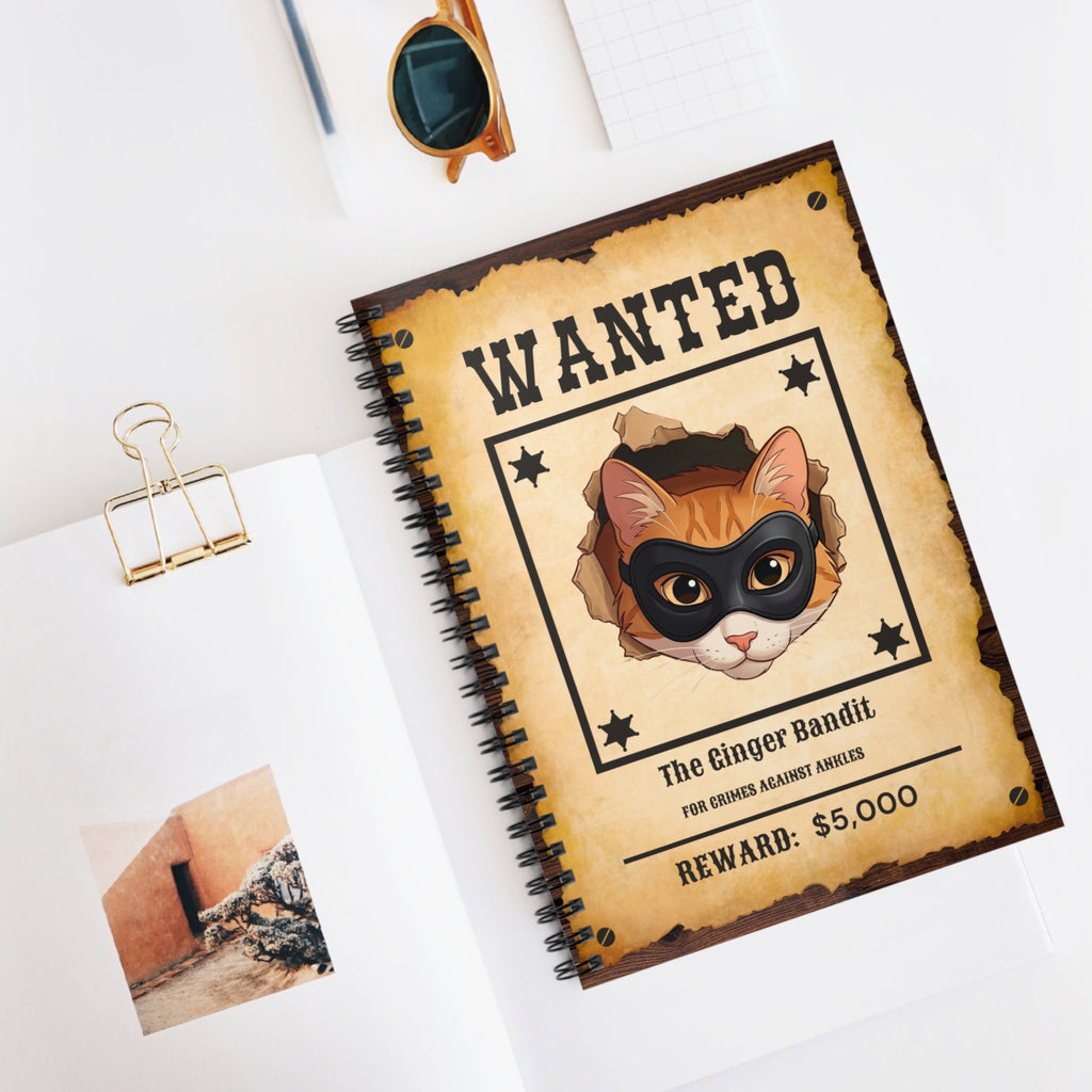 Wanted Poster Notebook — "The Ginger Bandit" Spiral Ruled Journal
