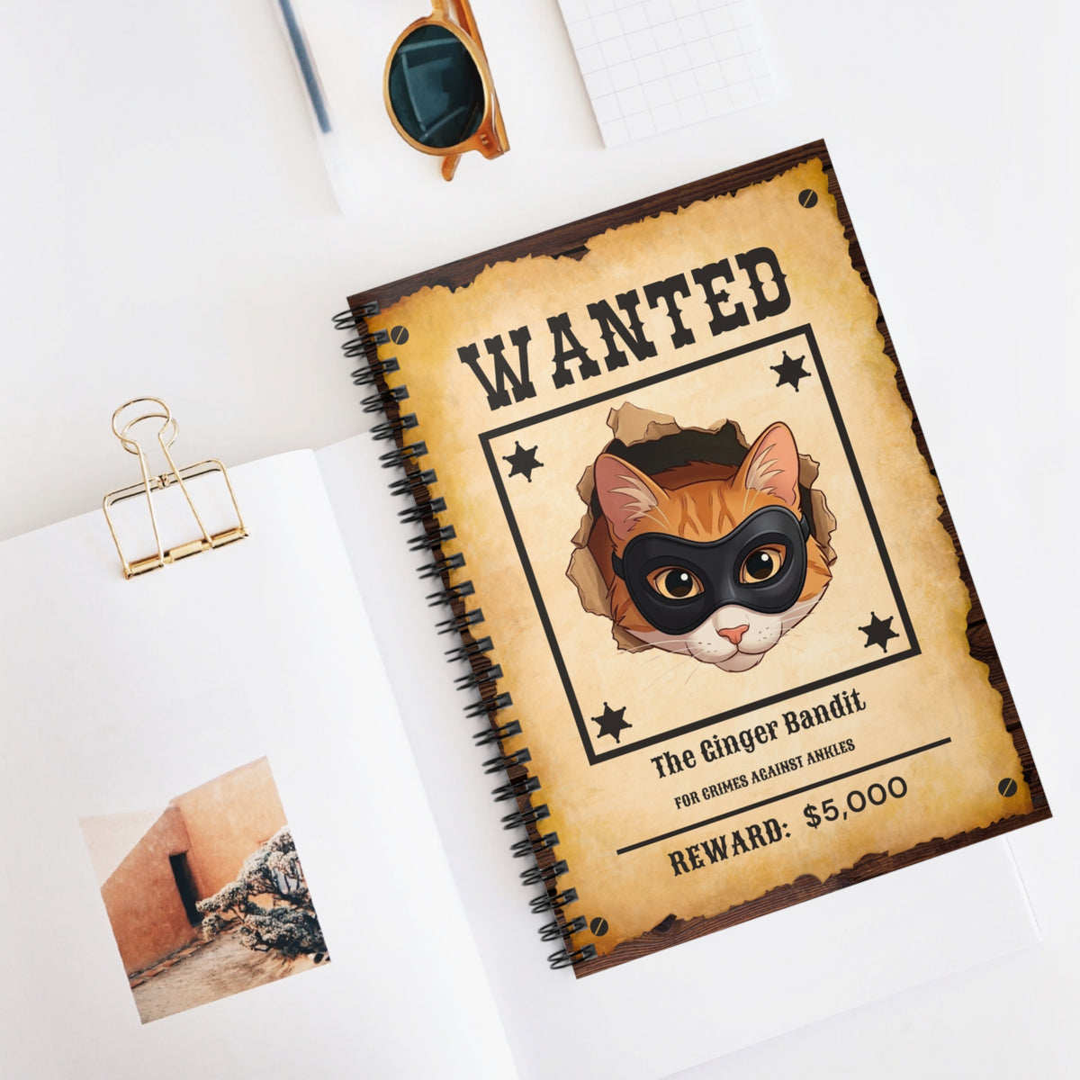Wanted Poster Notebook — "The Ginger Bandit" Spiral Ruled Journal