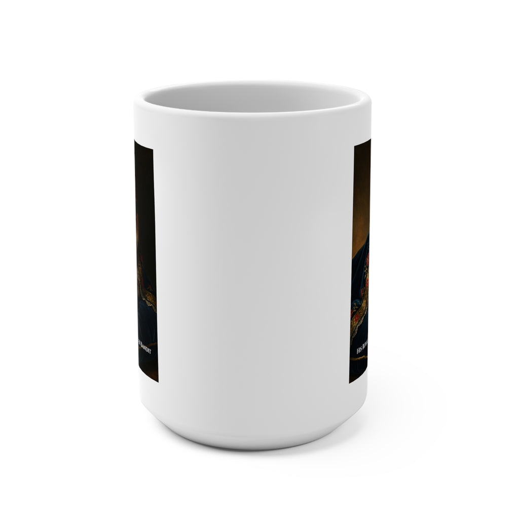 "His Royal Highness: The Ginger Bandit" Regal Cat Portrait Mug — 15oz Ceramic