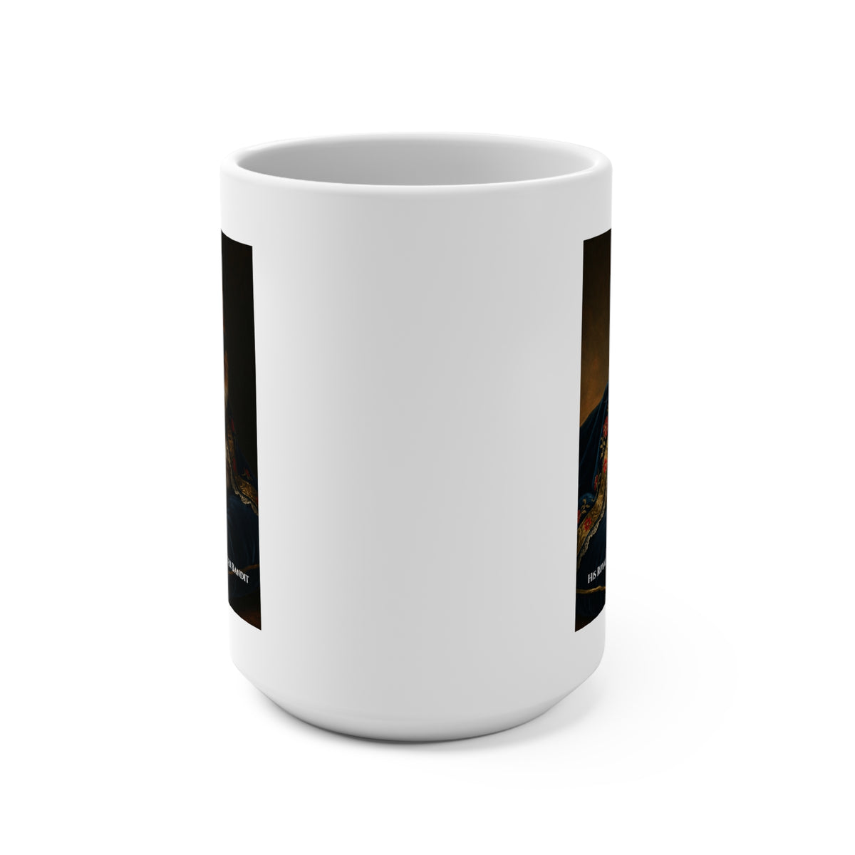 "His Royal Highness: The Ginger Bandit" Regal Cat Portrait Mug — 15oz Ceramic