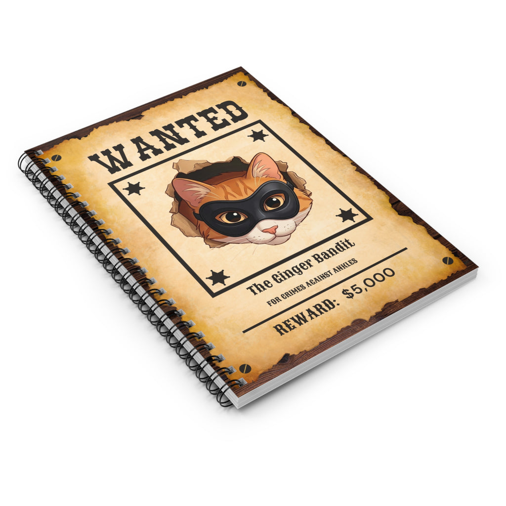 Wanted Poster Notebook — "The Ginger Bandit" Spiral Ruled Journal